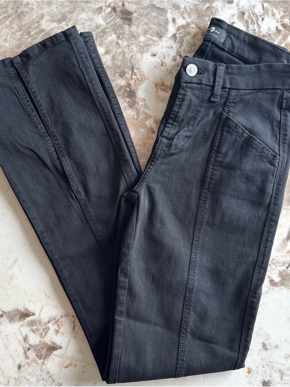 7 For All Mankind Women's Straight Leg Jeans - Black Wash